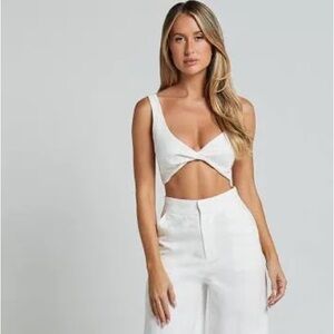 Showpo Kingston White Twist Crop Top